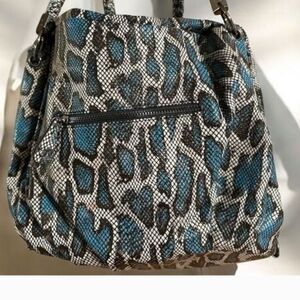 Stylish Blue and Black Leopard Print Women's Bag